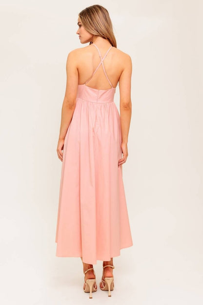 FERN KISSED CORAL WOVEN MIDI DRESS - Love Salve