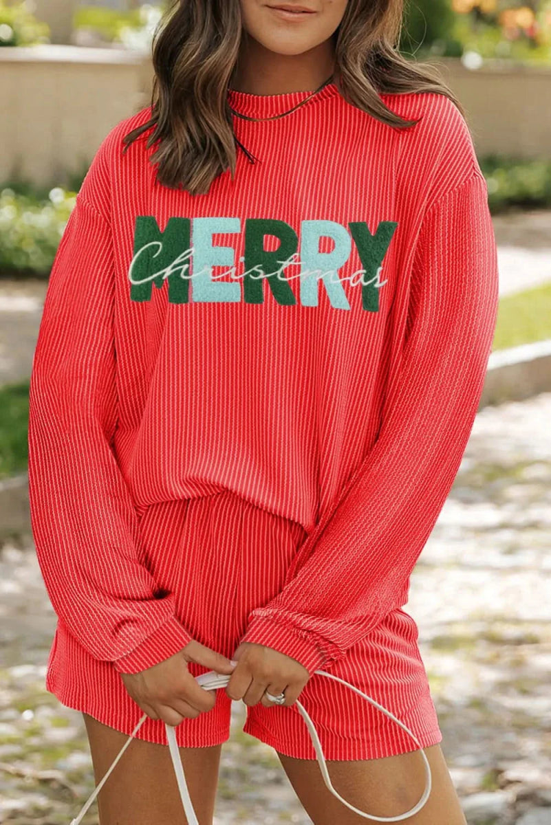 Festive Cheer Long Sleeve Top and Shorts Set - Love Salve 