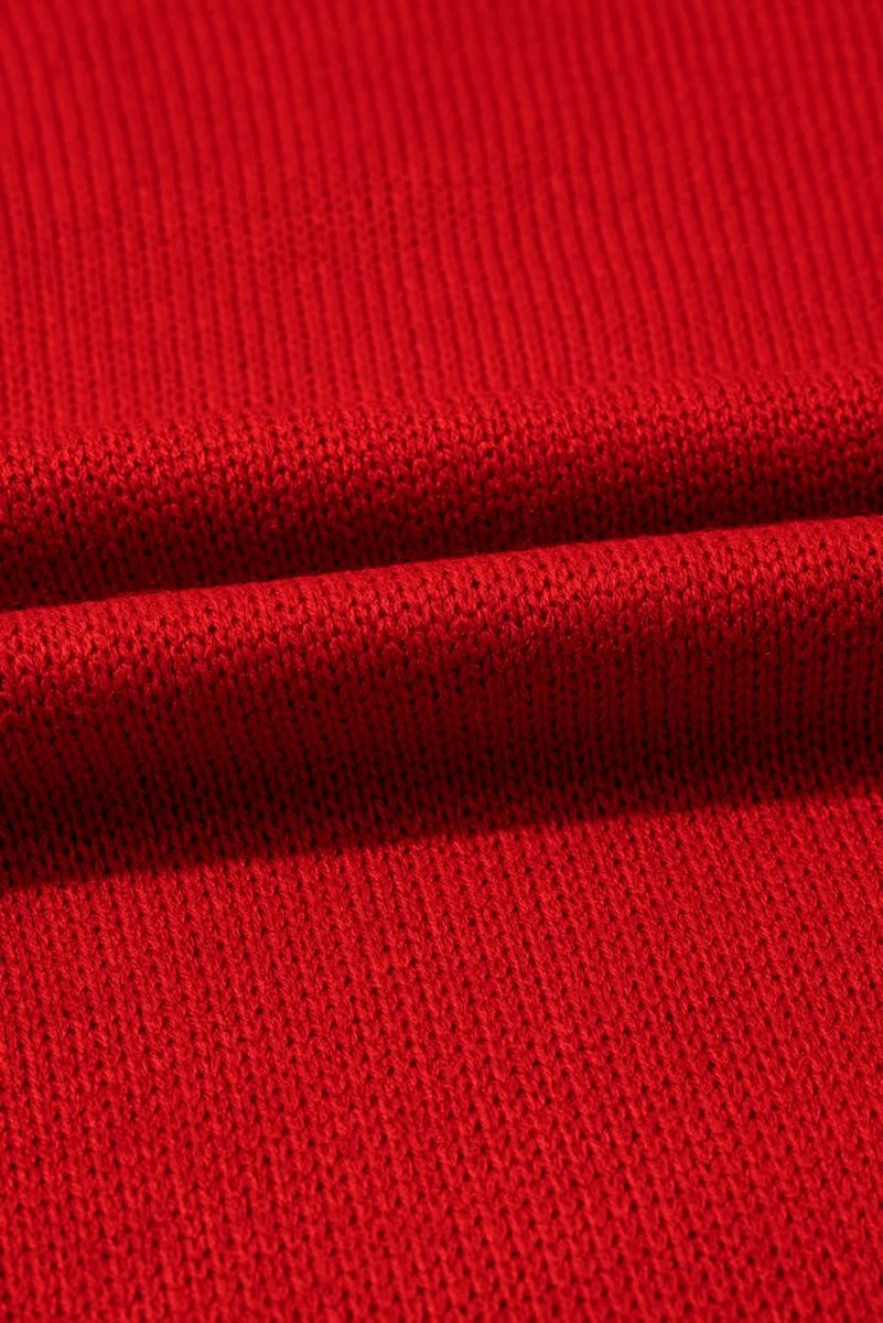 Festive Racing Red Sequin Sleeve Turtleneck Christmas Sweater - Love Salve 