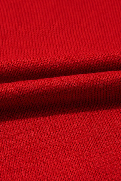 Festive Racing Red Sequin Sleeve Turtleneck Christmas Sweater - Love Salve 