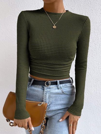 Casual chic round neck long sleeve tee