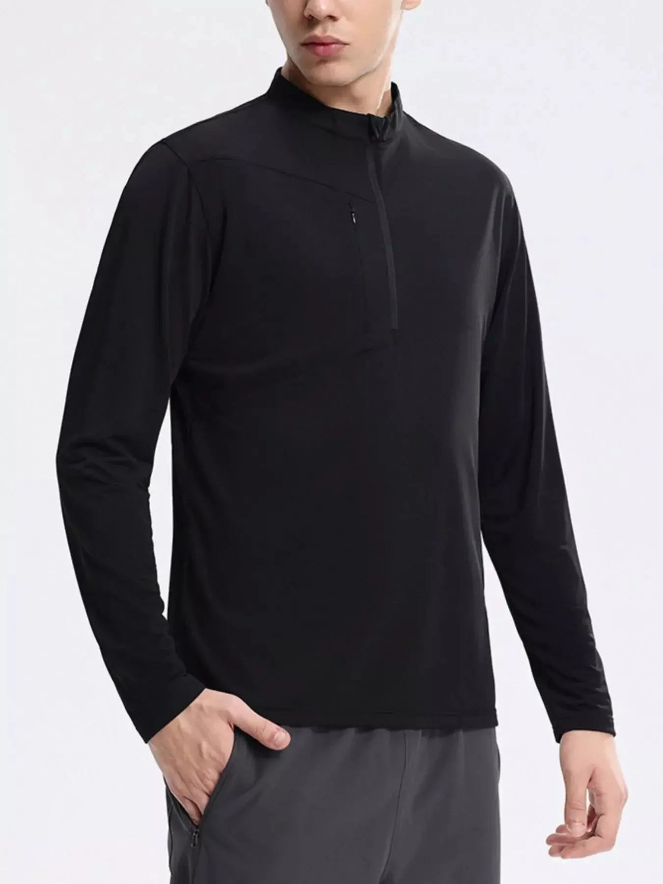 Men's Plus Size Slim Fit Quarter-Zip Sweatshirt Simply Love