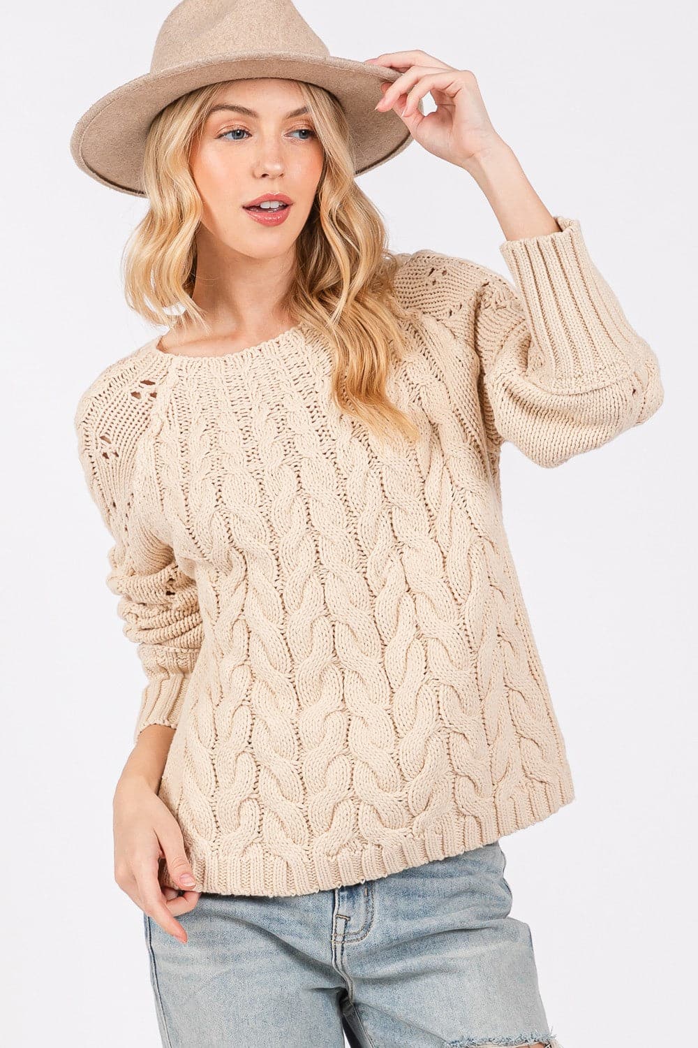 Cozy oversized cable-knit sweater