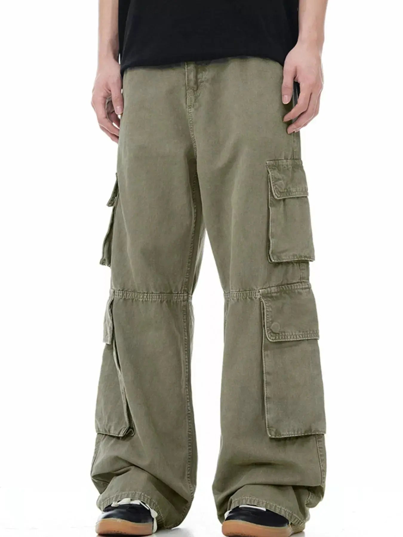 Men's Loose Fit Cargo Pants Olive With Multiple Utility Pockets Simply Love