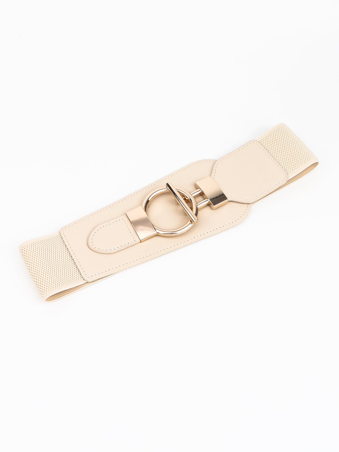 PU Elastic Wide Belt with Alloy Buckle.