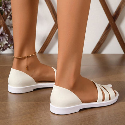 PU Leather Three-Strap Sandals.