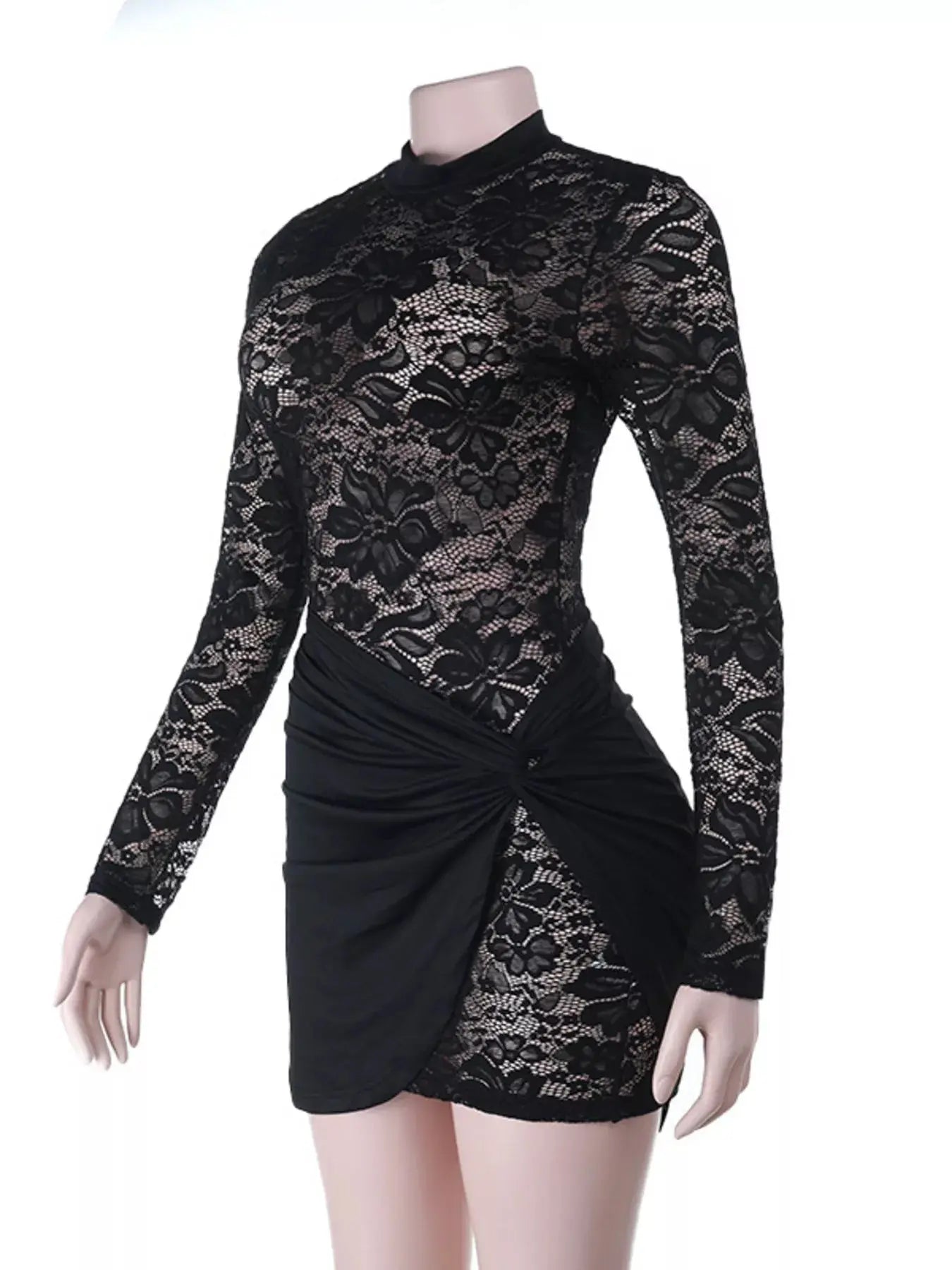 Lace Long Sleeve Bodycon Mini Dress Simply Love