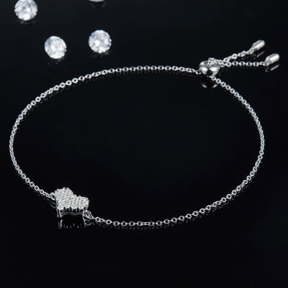 Moissanite 925 Sterling Silver Heart Bracelet.