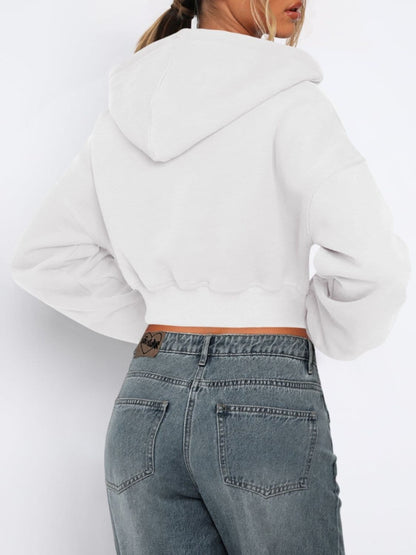 Cropped zip-up hoodie for women