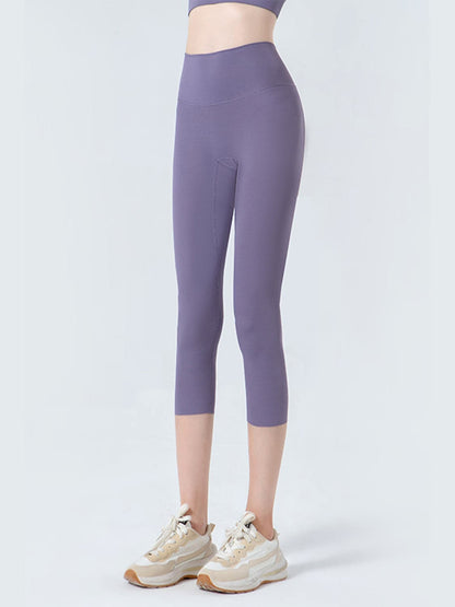 Wide Waistband Cropped Sports Leggings.