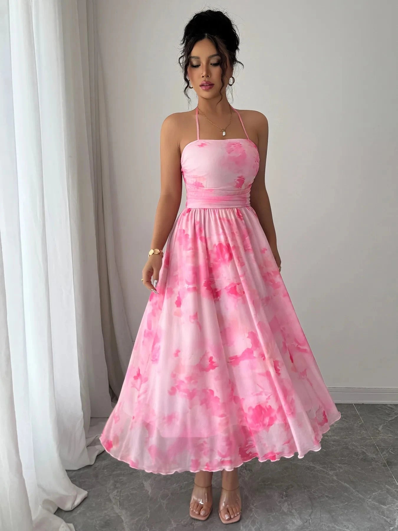 Tie-Dye Halter Sleeveless Midi Dress Coco’s Tee Boutique