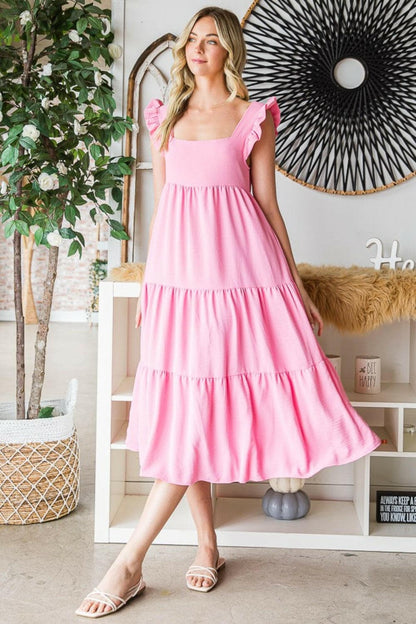 Reborn J Ruffled Sleeveless Tiered Midi DressExperience Elegance with the Reborn J Ruffled Sleeveless Tiered Midi Dress
 Indulge in sophistication with our Ruffled Sleeveless Tiered Midi Dress, a garment that eLove Salve Ruffled Sleeveless Tiered Midi Dressusa