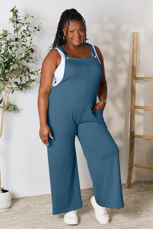 Double Take Full Size Wide Strap Overall with Pockets - Love Salve