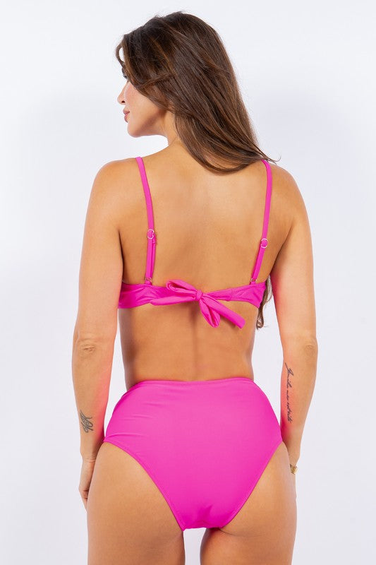 Coastal Curves 2-Piece Ruched Bikini Set – High Waist, Confidence Boosting Swimwear