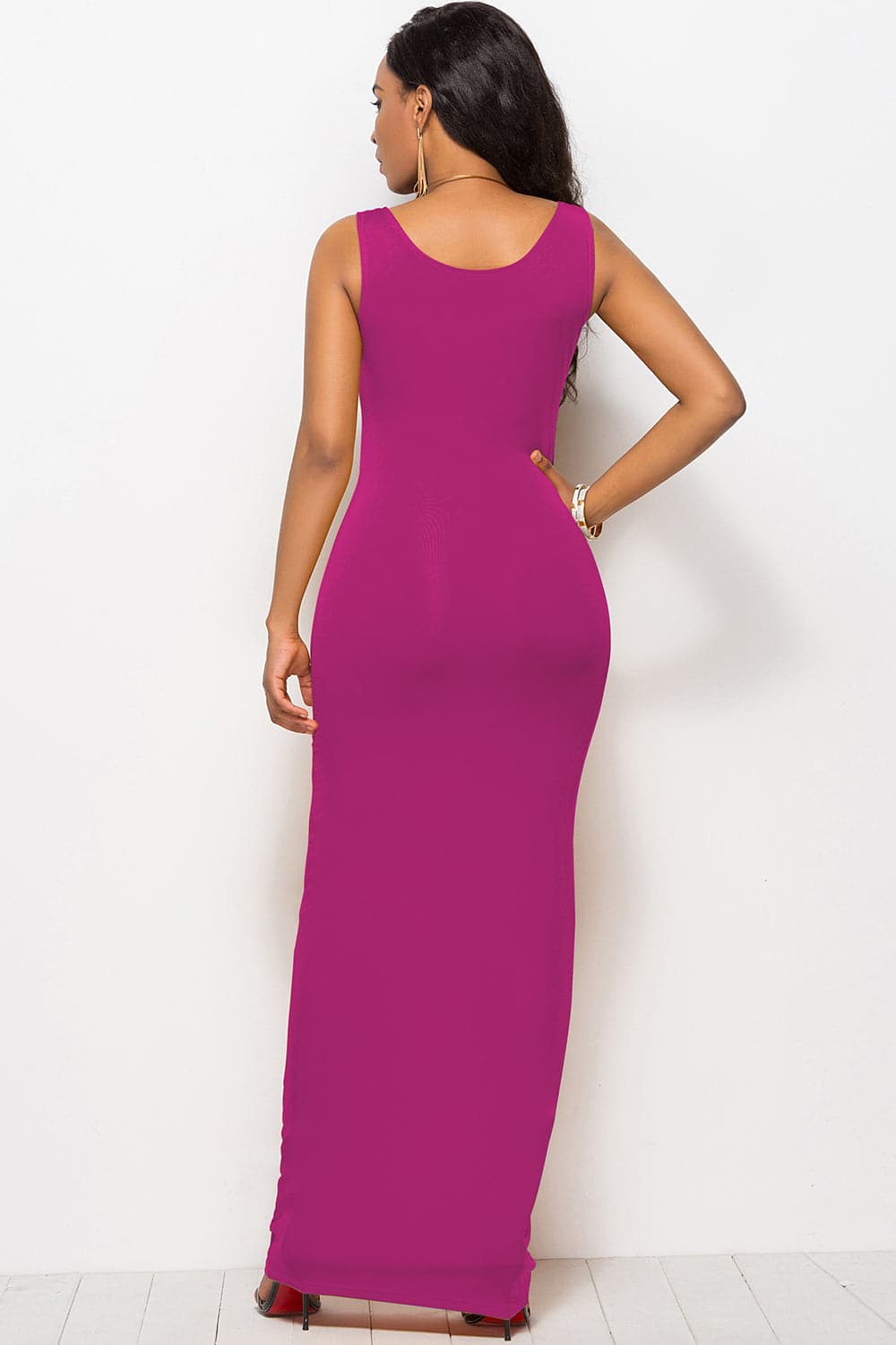 Scoop Neck Wide Strap Maxi Dress.