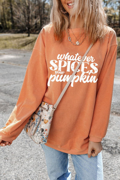 Letter Graphic Round Neck Long Sleeve Oversize Sweatshirt.