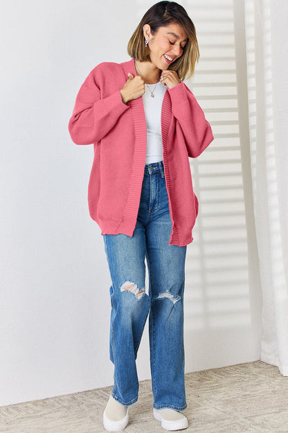 Open Front Dropped Shoulder Cardigan.