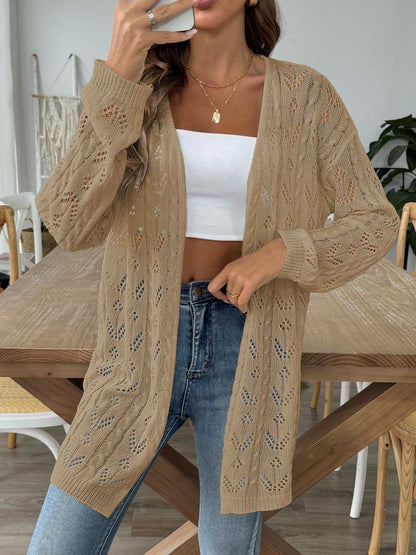 Chic long sleeve openwork cardigan