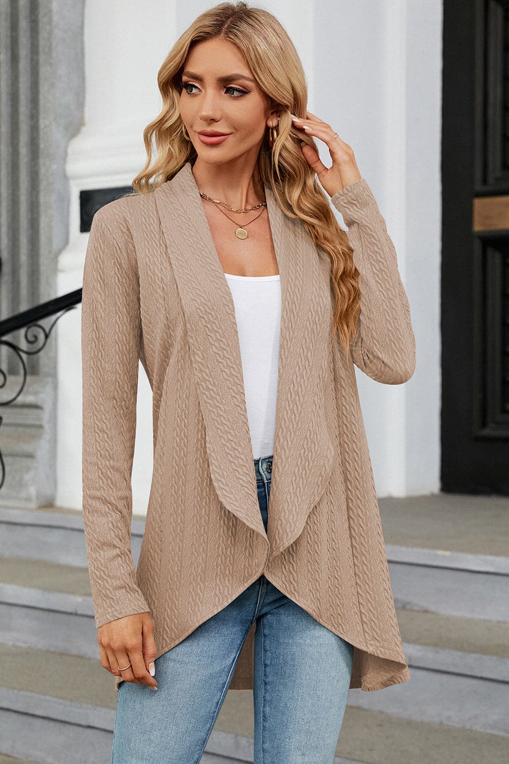 Open Front Long Sleeve Cardigan.