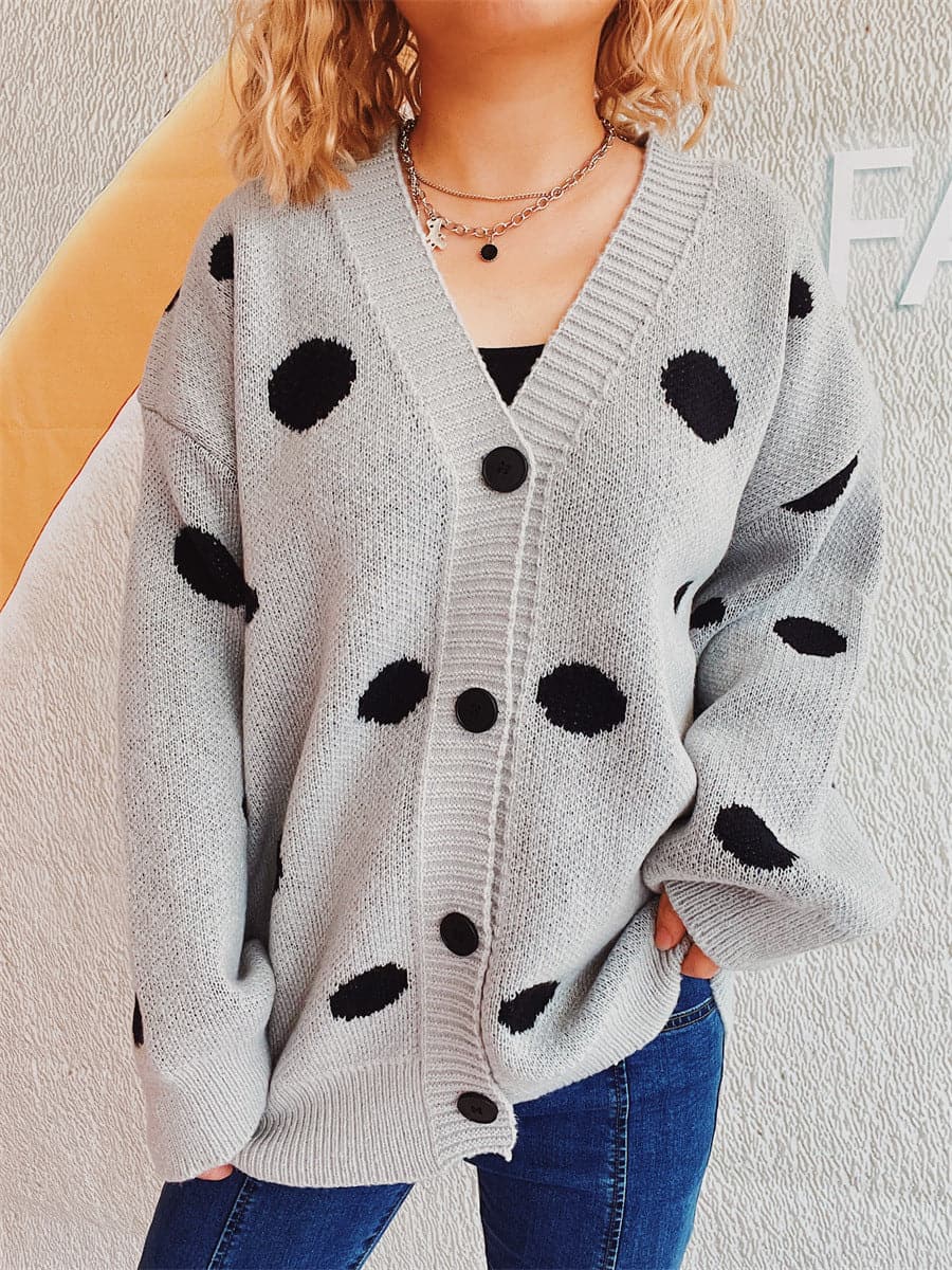 Chic polka dot cardigan - stylish layering