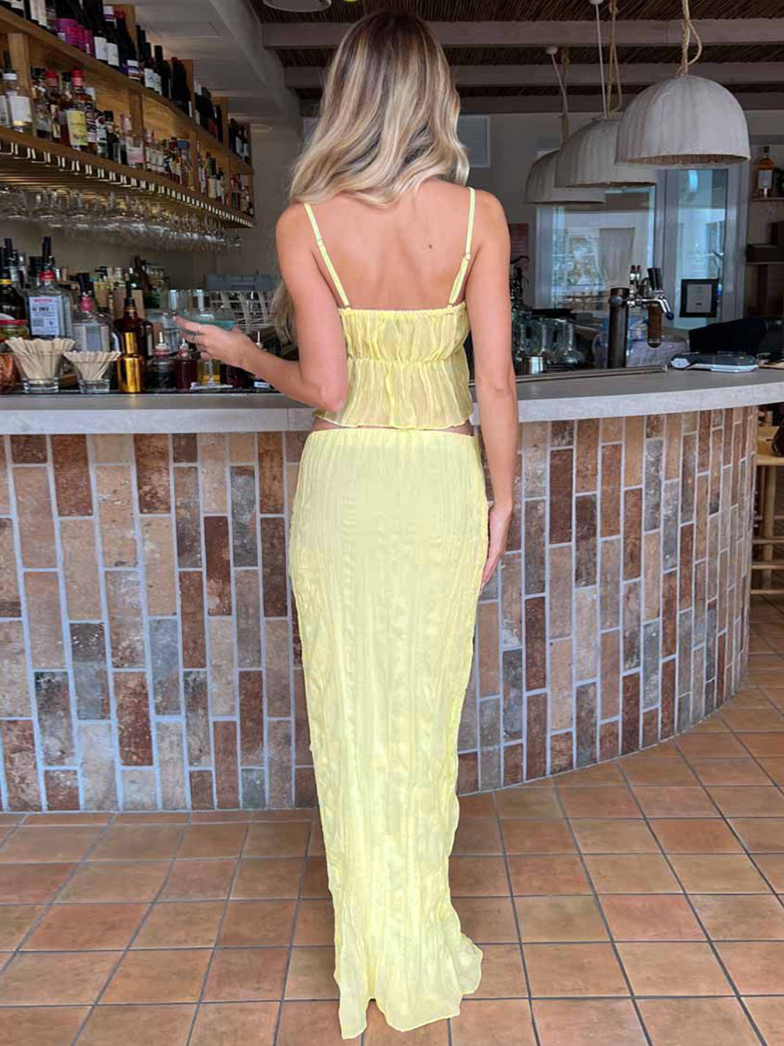 Square Neck Sleeveless Top and Ruched Skirt Set Coco’s Tee Boutique