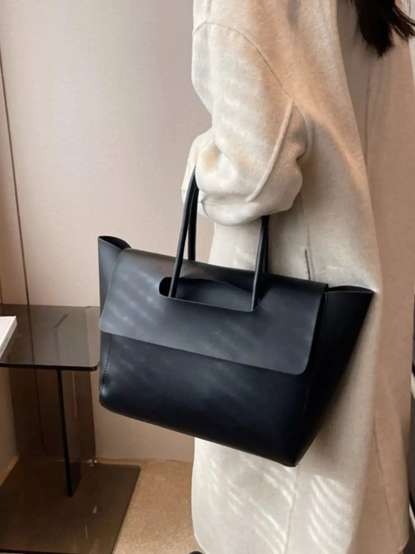 Solid Color Leather Handbag Simply Love