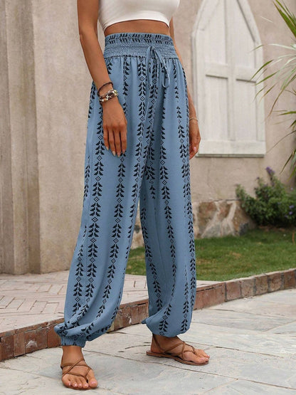 Tied Printed High Waist Pants.