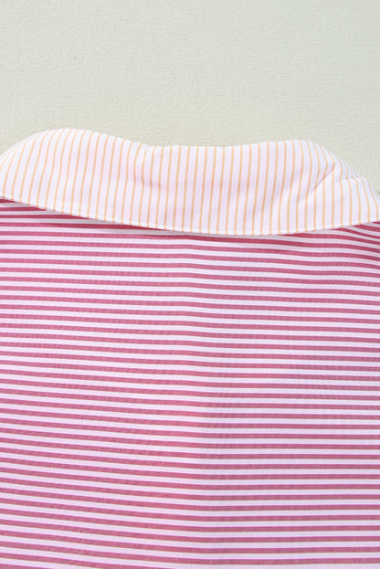 Chic pink striped colorblock plus size shirt