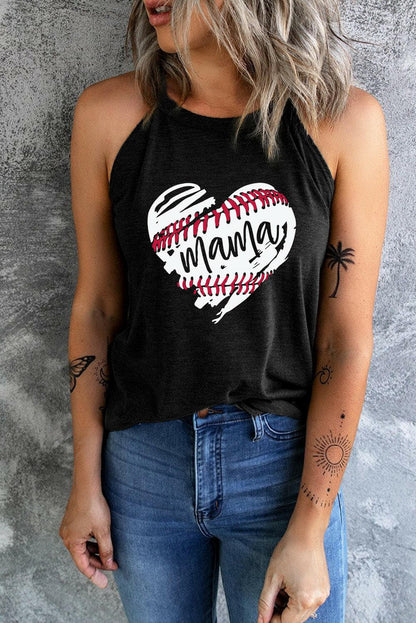 Heart Graphic Round Neck Tank.