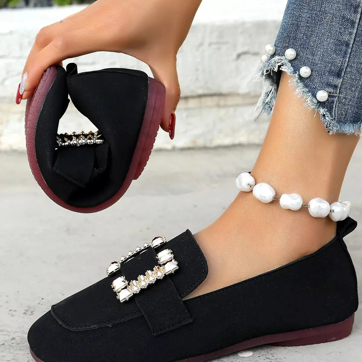 Decor Buckle Round Toe Slip-On Simply Love