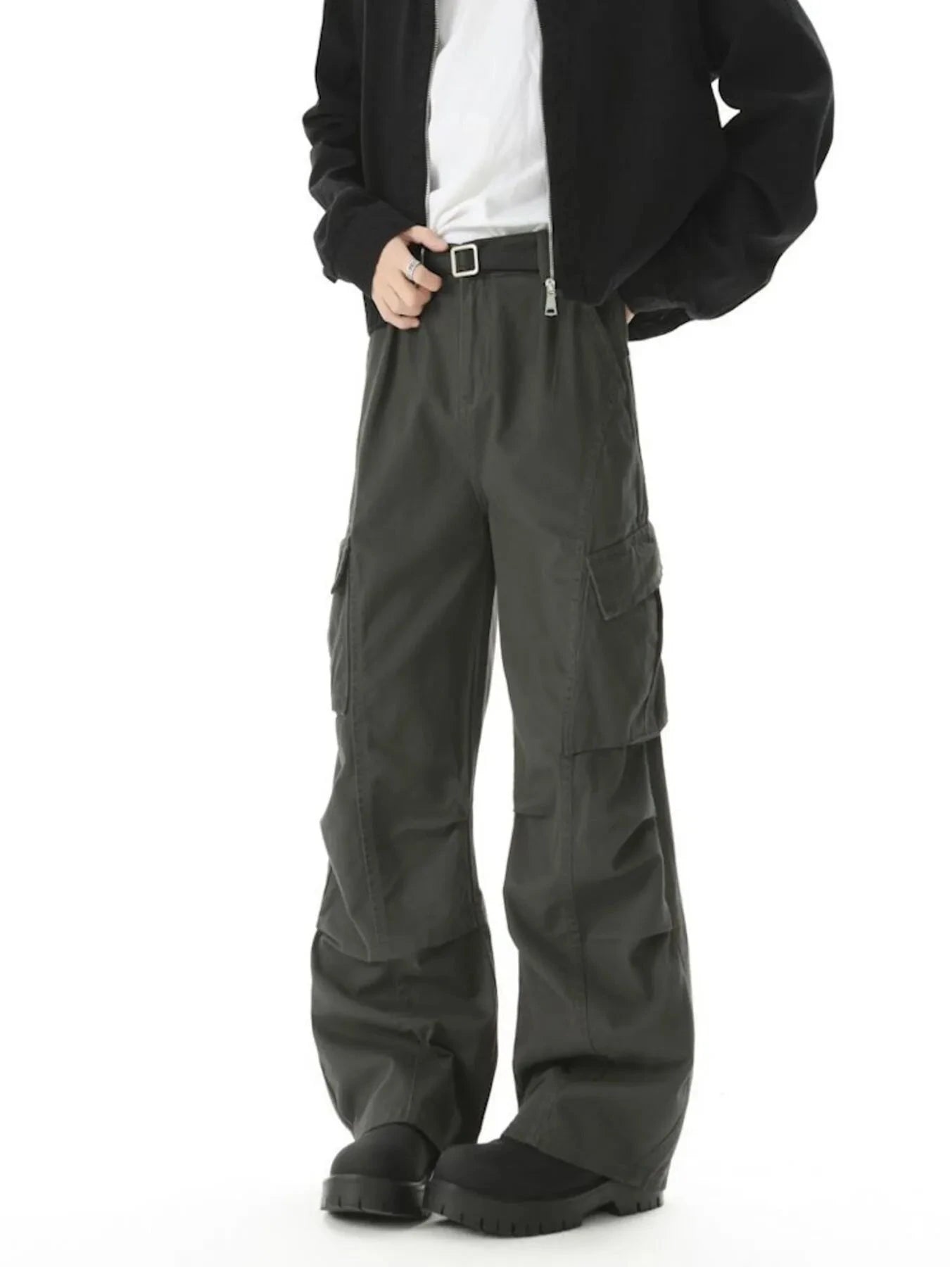 Men's Loose Fit Cargo Pants With Pockets Polyester Spandex Blend Simply Love