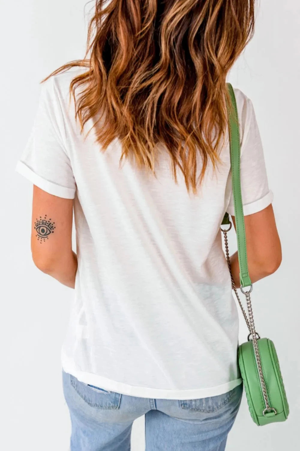 Funky America Letter Bow Round Neck T Shirt Simply Love