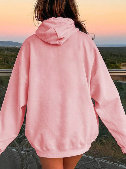 Drawstring Dropped Shoulder Hoodie.