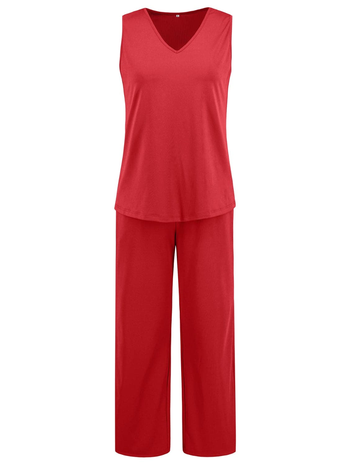 V-Neck Tank, Long Sleeve Cover-Up and Pants Three Piece Set.