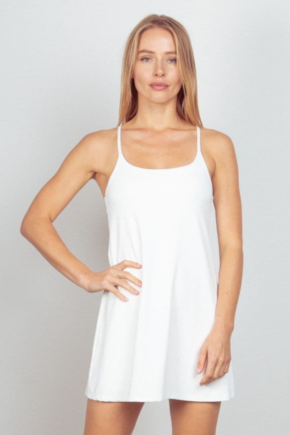 VERY J Sleeveless Active Tennis Dress with Unitard Liner.