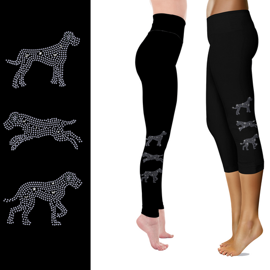 Rhinestone Great Dane Leggings - Full and Capri  Natural Ears MM
