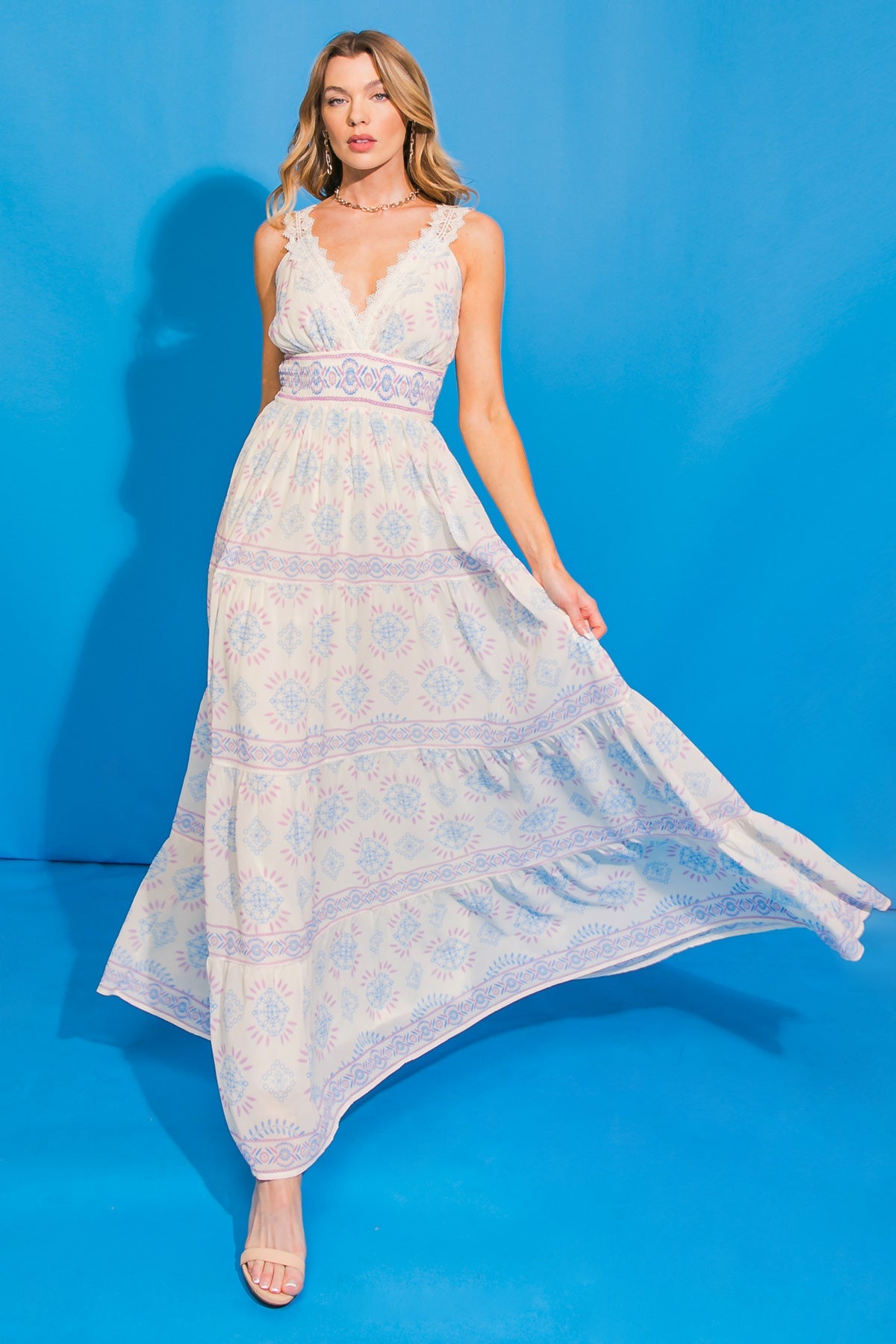 LOVELY ANGEL WOVEN MIDI DRESS Flying Tomato