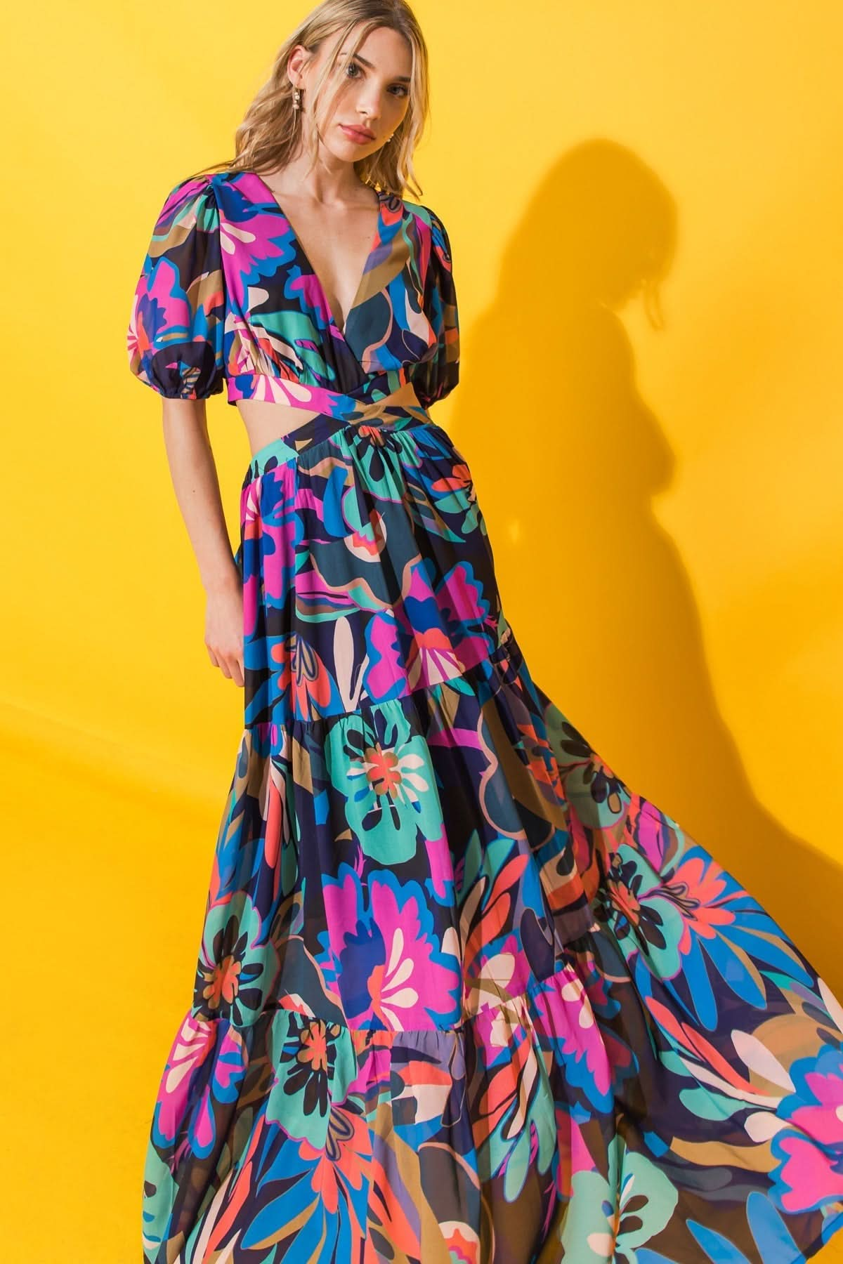 Elegant Floral Woven Maxi Dress