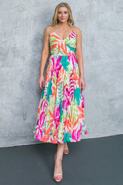 SEE THE CITY FLORAL WOVEN MIDI DRESS