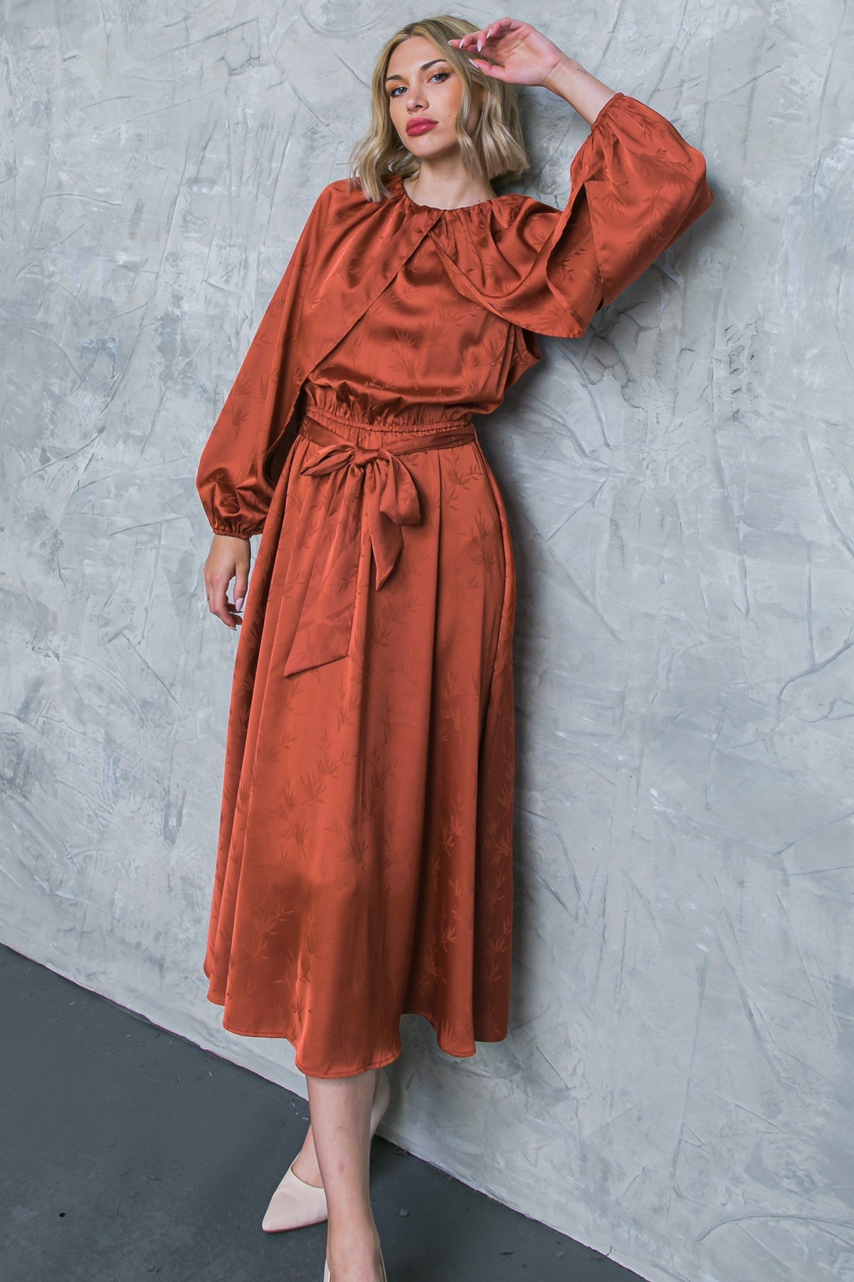 PROGRESS OVER PERFECTION SATIN MIDI DRESS Flying Tomato