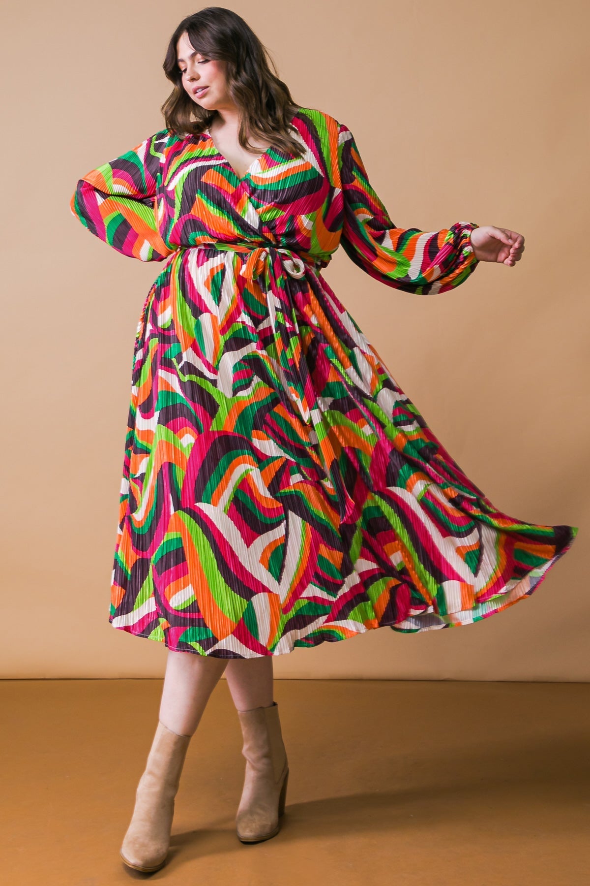 DESTINED TO IMPRESS PLISSE MIDI DRESS Flying Tomato