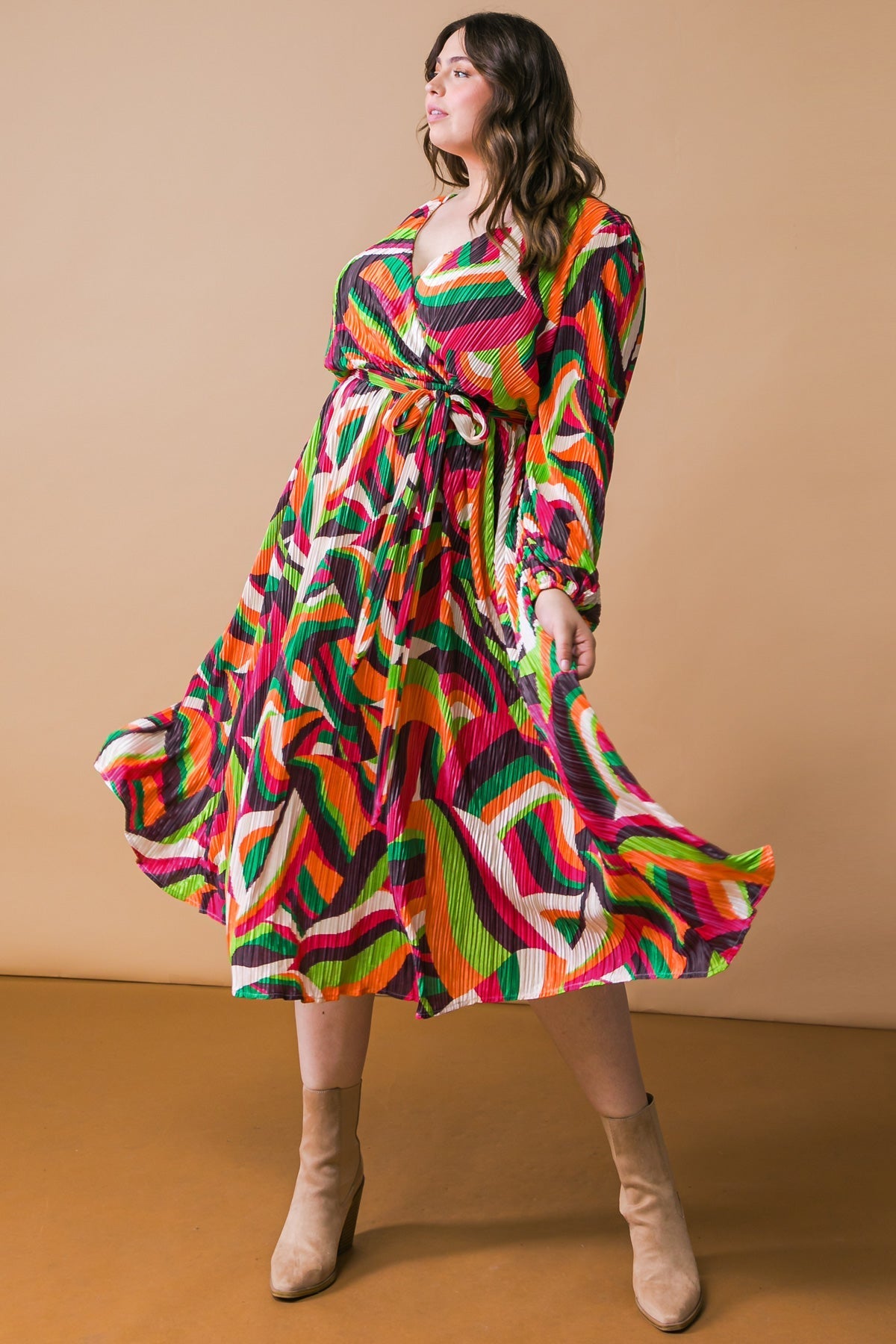 DESTINED TO IMPRESS PLISSE MIDI DRESS Flying Tomato