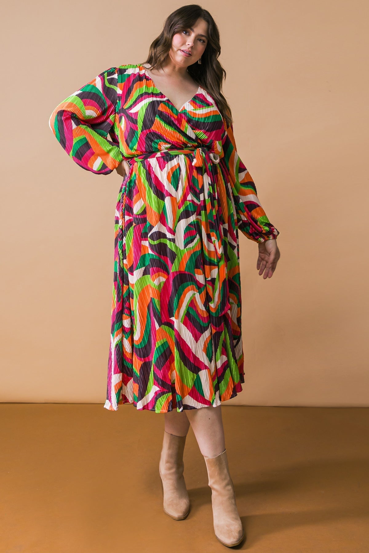 DESTINED TO IMPRESS PLISSE MIDI DRESS Flying Tomato