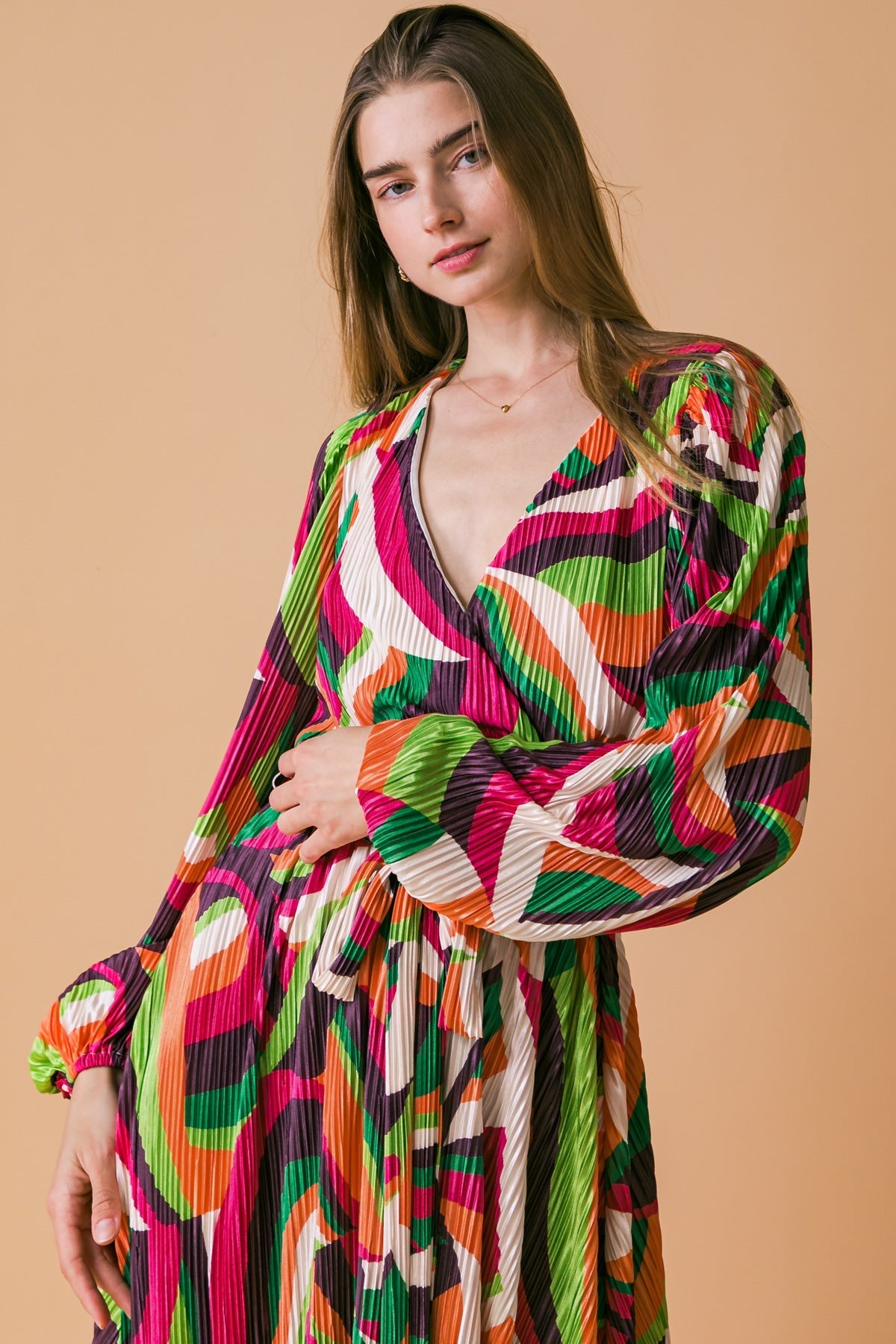 DESTINED TO IMPRESS PLISSE MIDI DRESS Flying Tomato