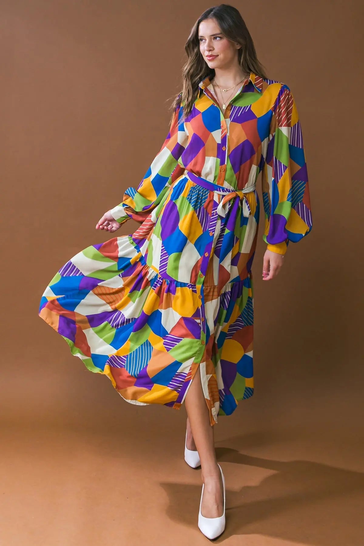 REMARKABLE FLAIR WOVEN MIDI DRESS Flying Tomato