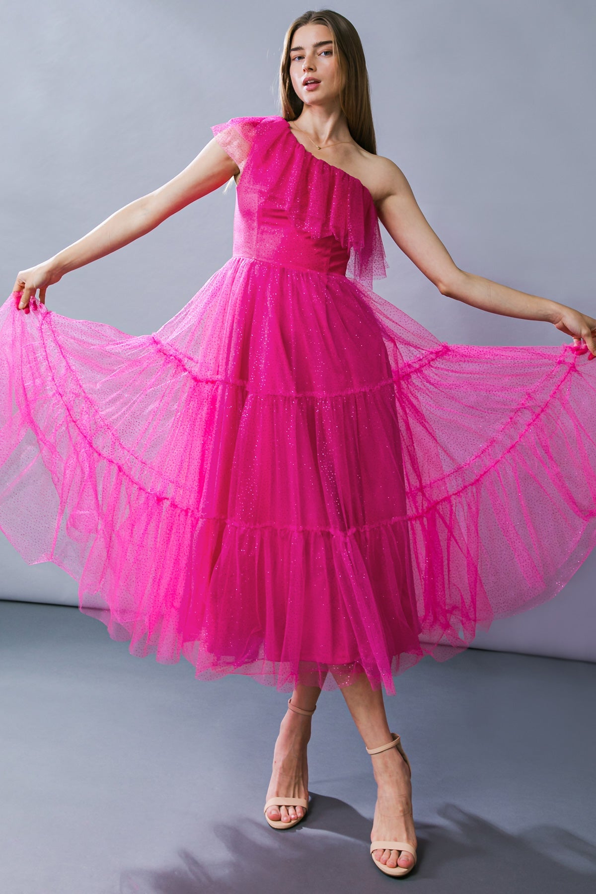 GET TO THE POINT TULLE MIDI DRESS