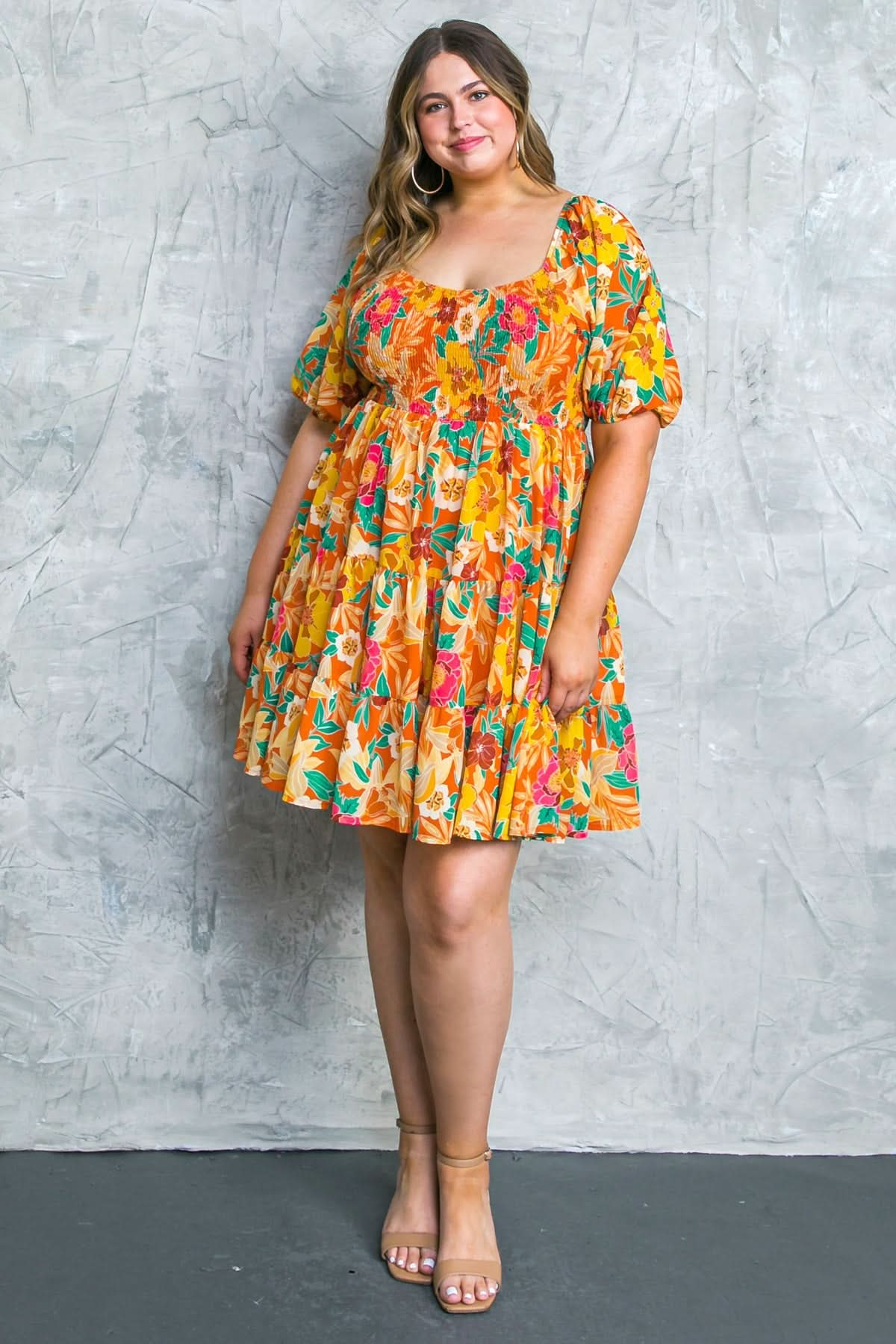 Floral Elegance Smocked Mini Dress