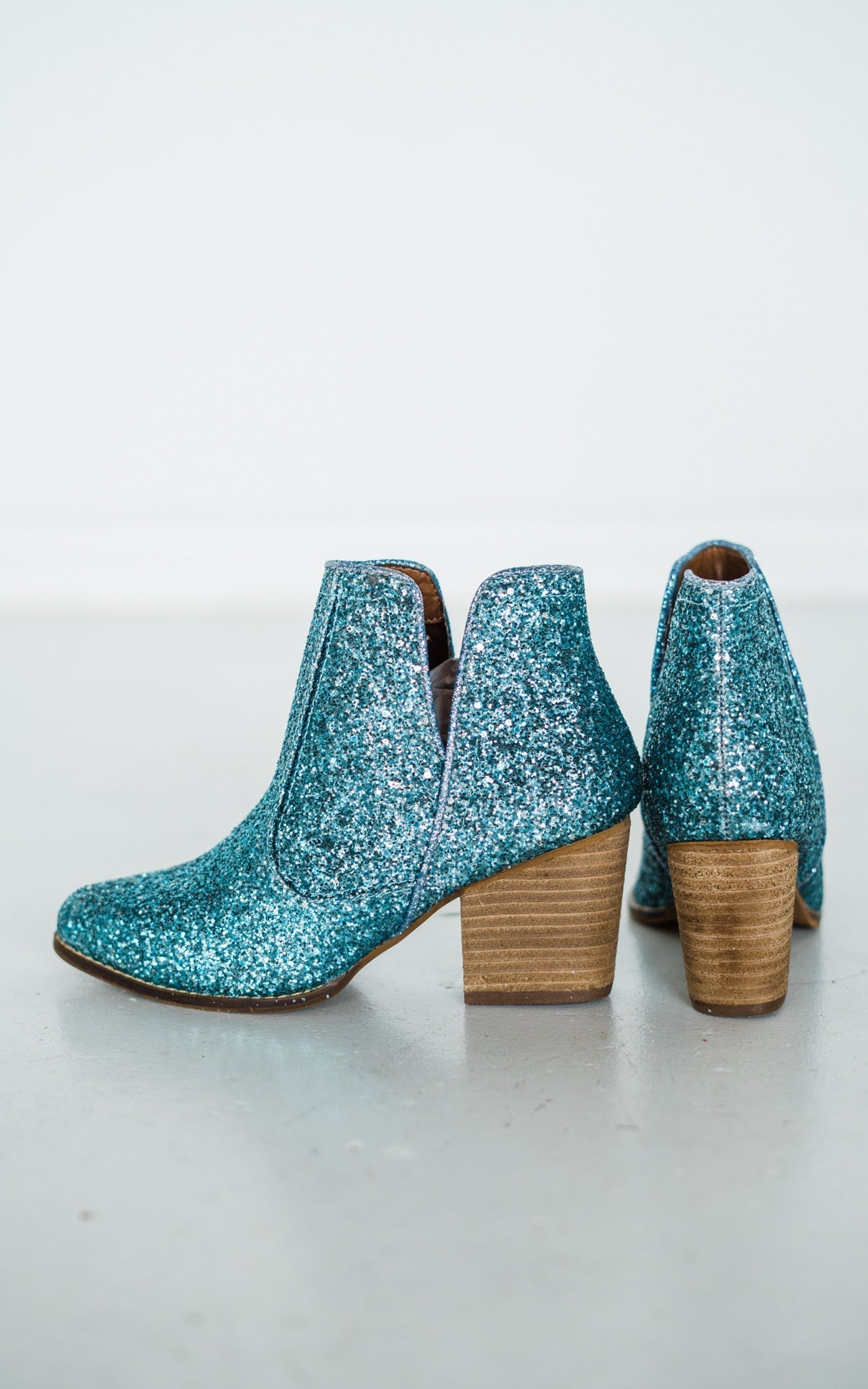 Fiera Glitter Booties Blue With Three Inch Heel Party Look Naughty Monkey