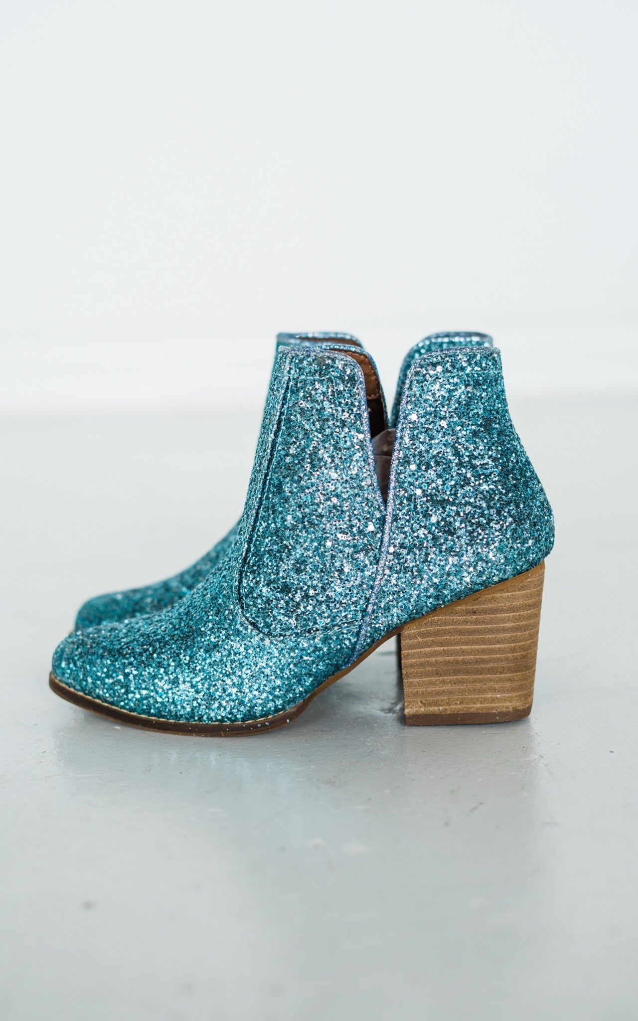 Fiera Glitter Booties Blue With Three Inch Heel Party Look Naughty Monkey