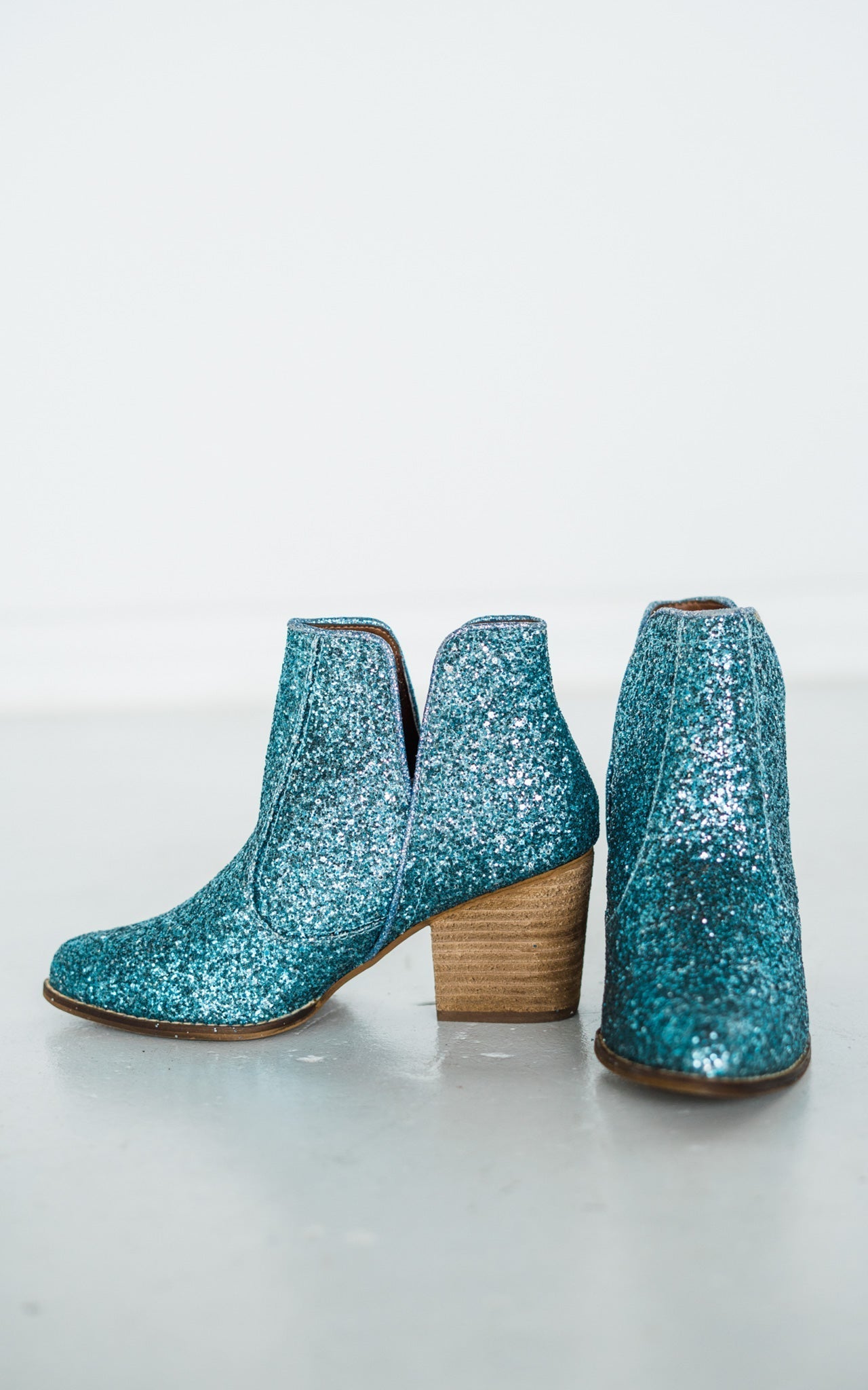 Fiera Glitter Booties Blue With Three Inch Heel Party Look Naughty Monkey